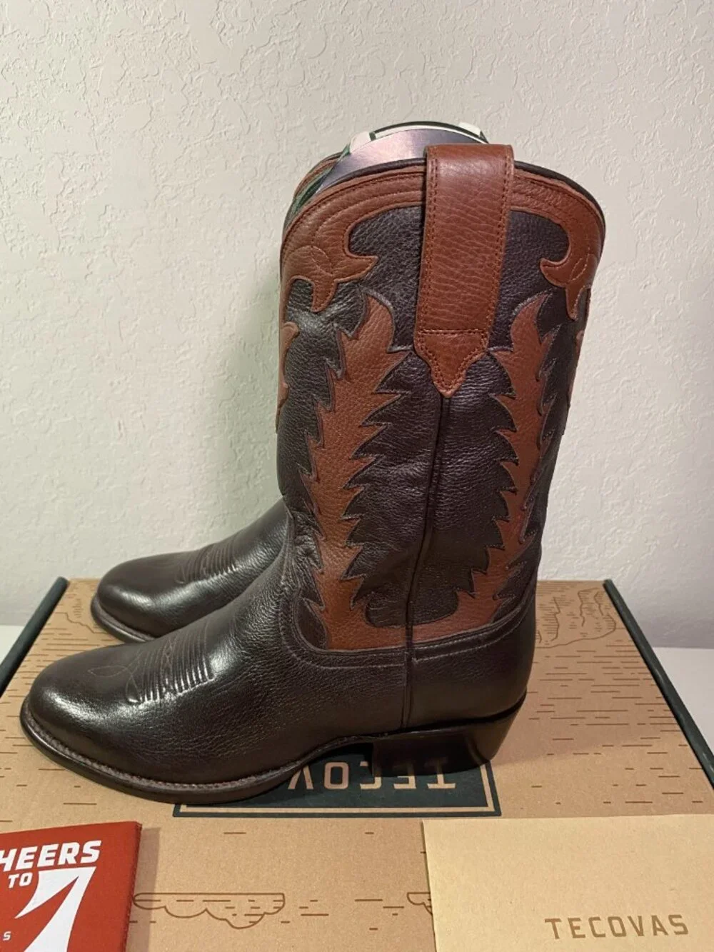 Tecovas Birthday Boot VII Limited Ed. Western Cowboy Boots Dark Chocolate Deer - Picture 5 of 16